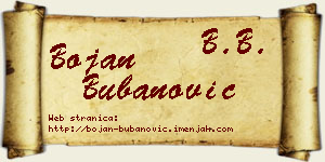 Bojan Bubanović vizit kartica